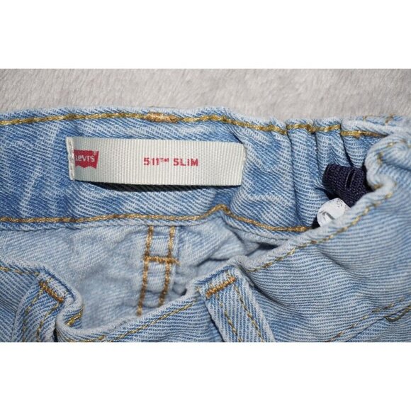 Levis 511 Slim Shorts Boy's Size 6R Denim Blue Knee Length Straight Distressed - Picture 4 of 10